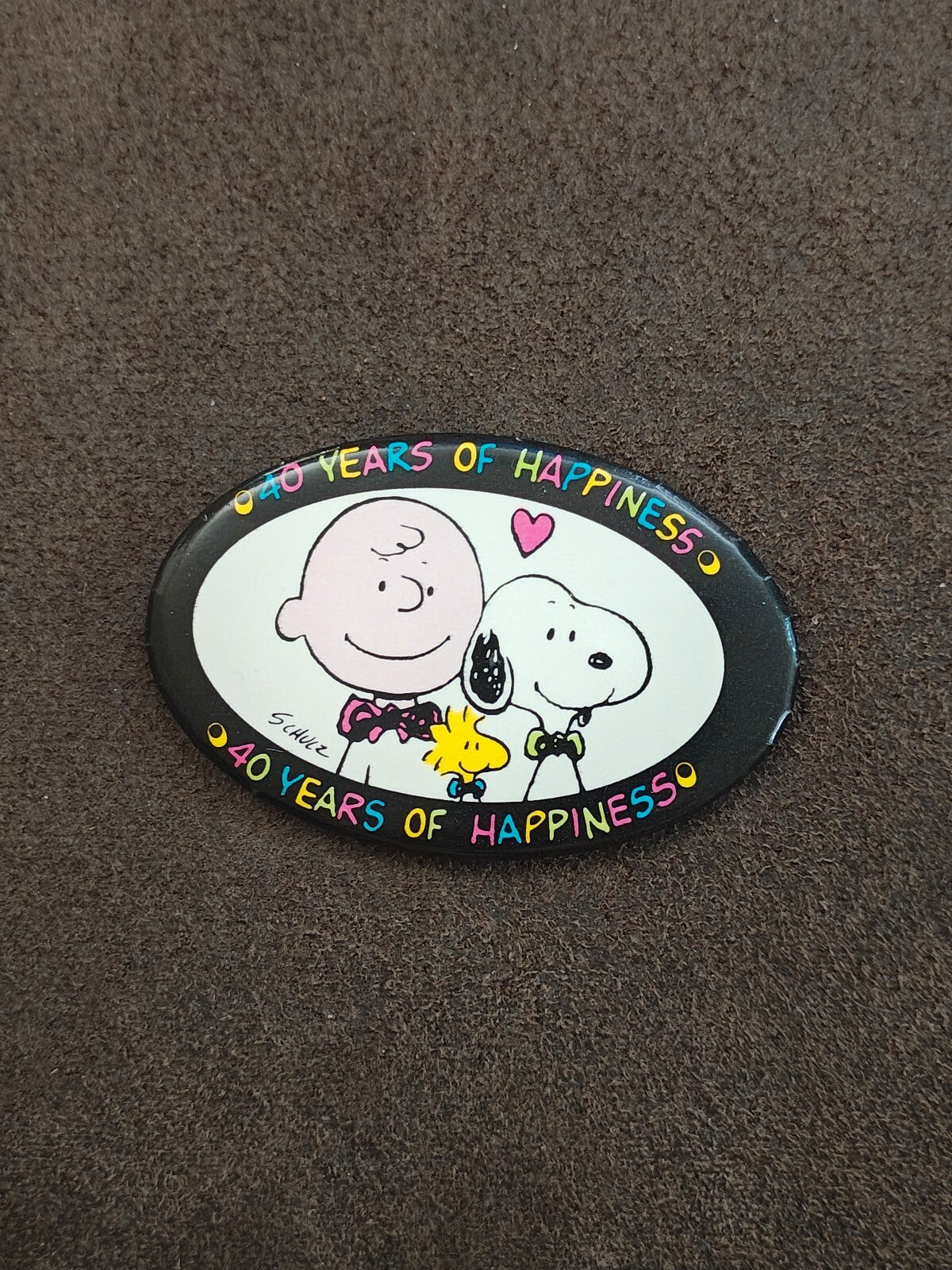 1990 Peanuts 40th Anniversary Charlie Brown Snoopy Button Pin