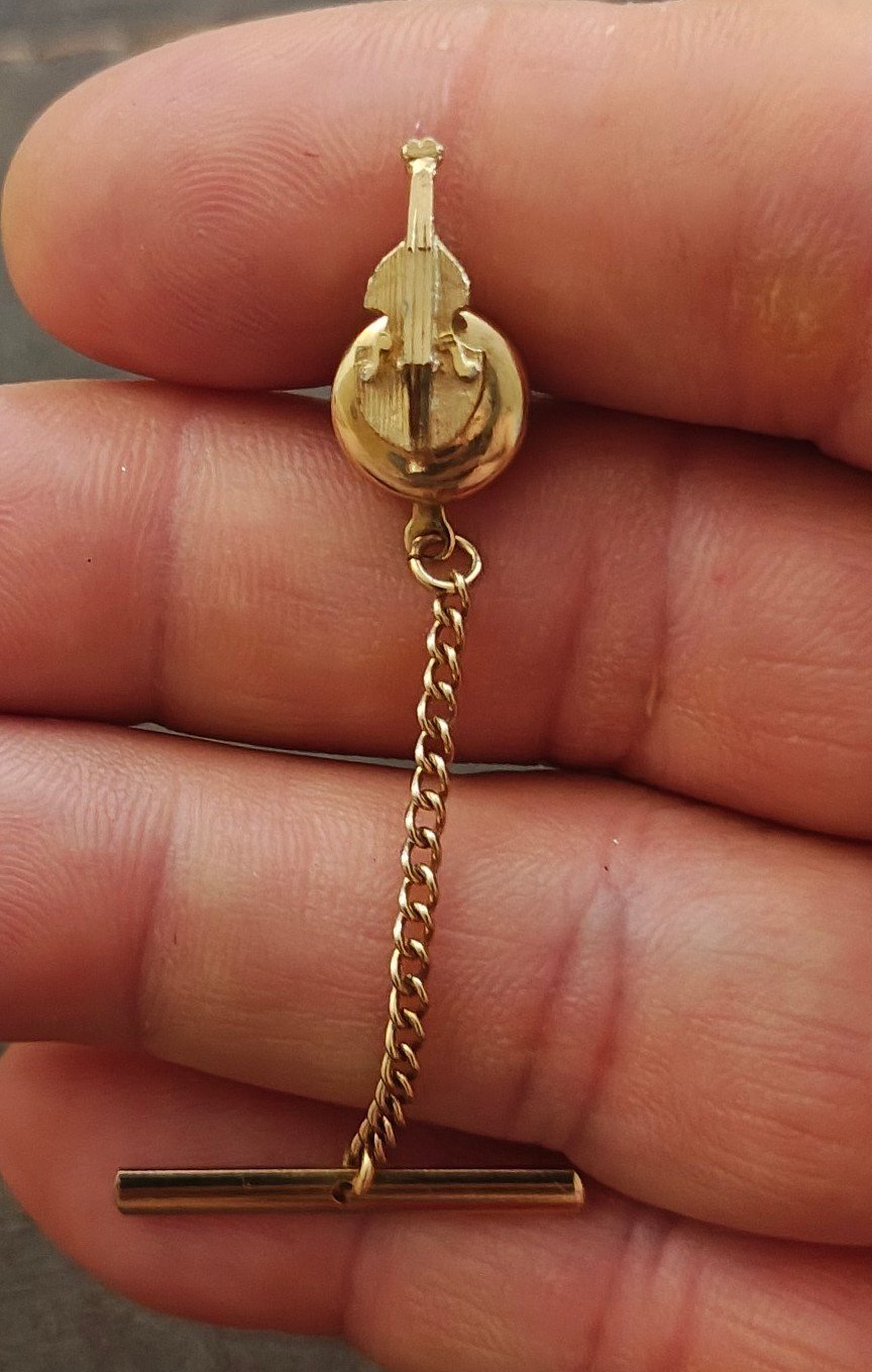 1950s/60s Swank Gold Tone Cello/Violin Tie Tack/Lapel Pin