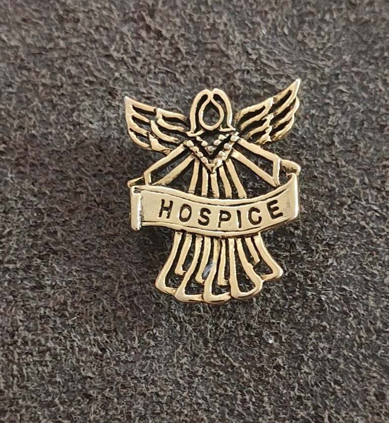 1990s Hospice Banner Held By Volunteer Angel With Wings Commemorative Pin
