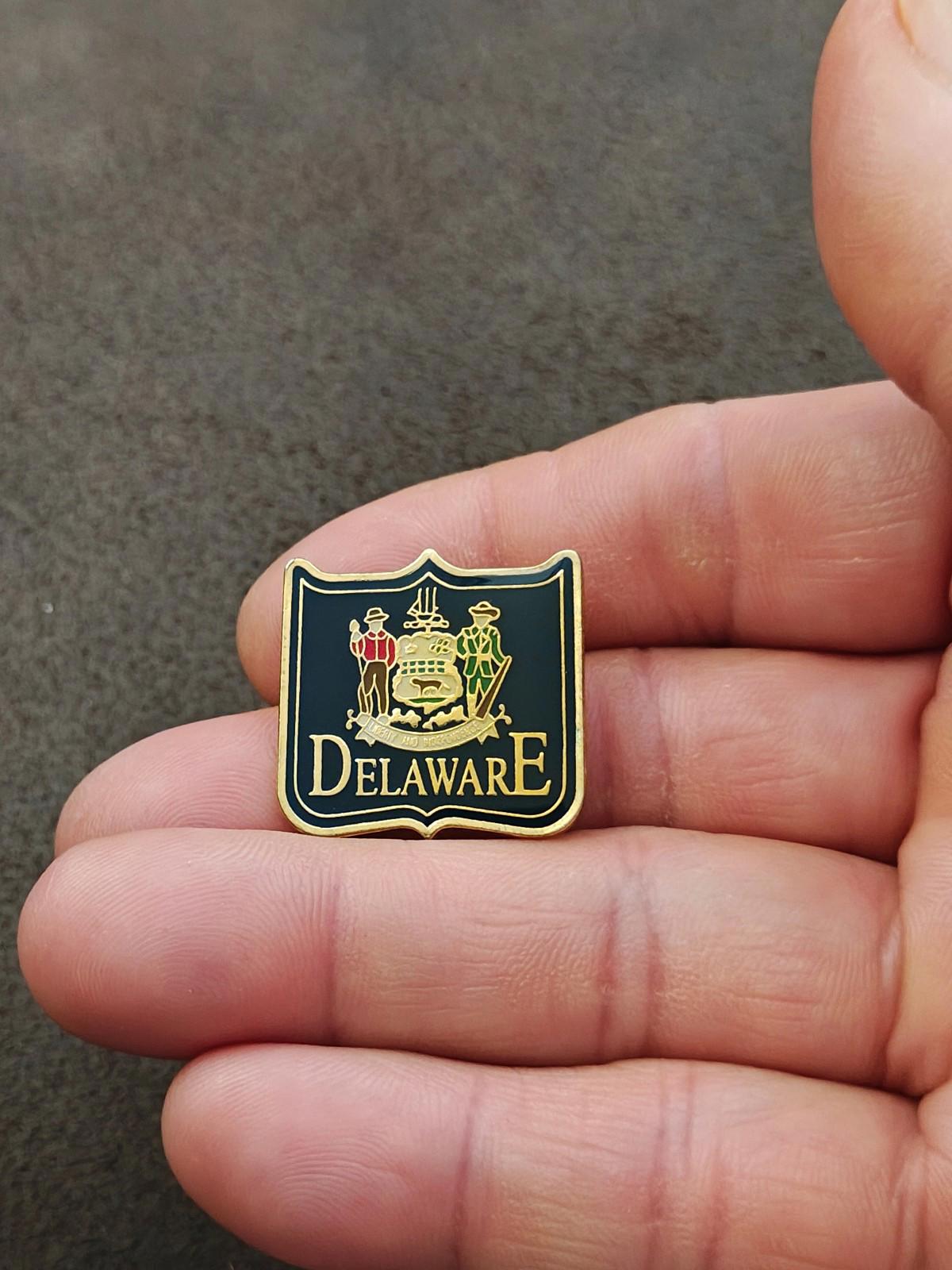 1990s Gold Tone Delaware Souvenir Enamel Pin