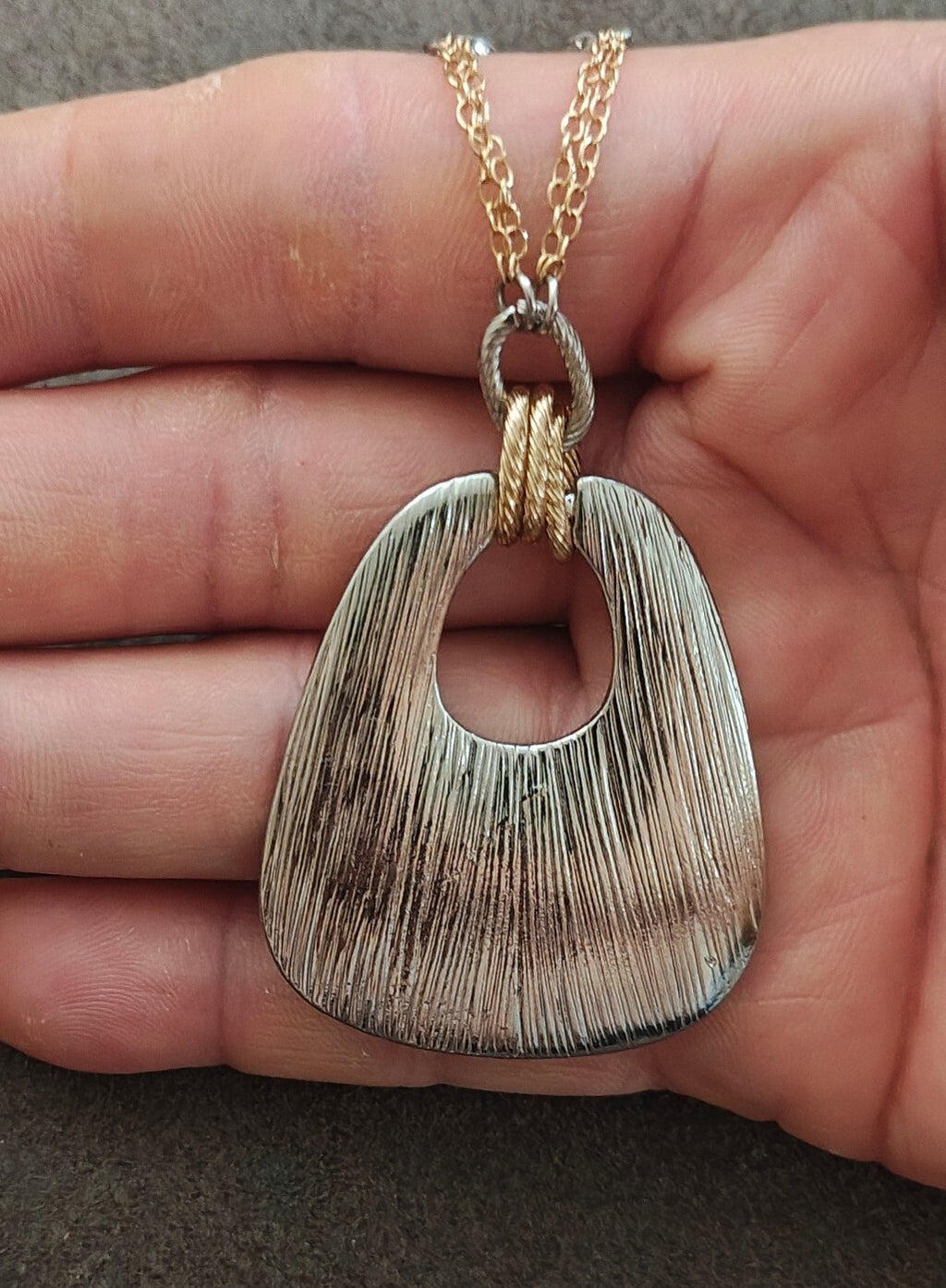 1980s Two Tone Statement Pendant Necklace
