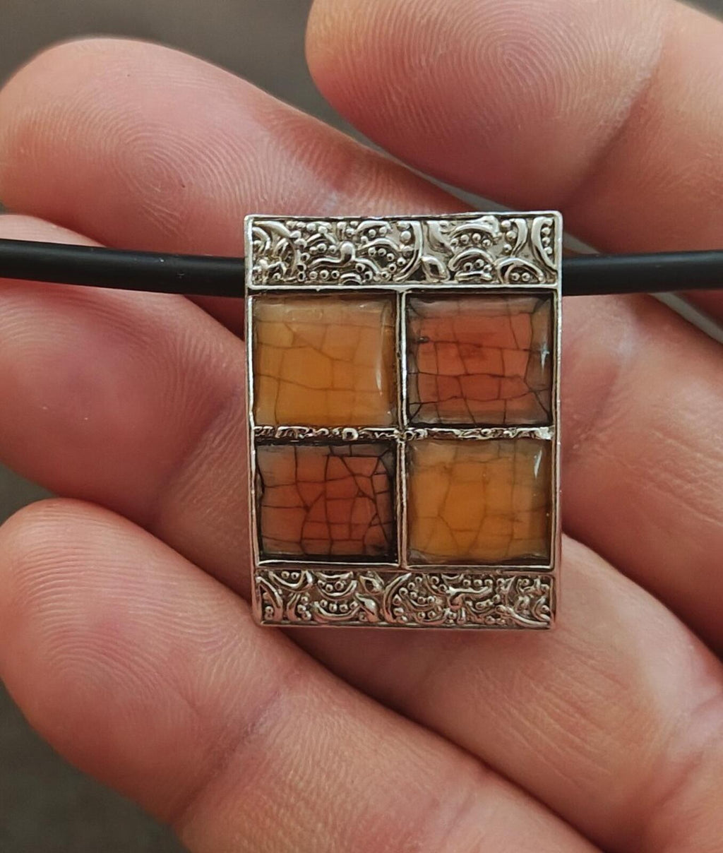 90s Signed Lia Sophia "Cupcake" Slide Pendant Designed With a Windowpane Grid