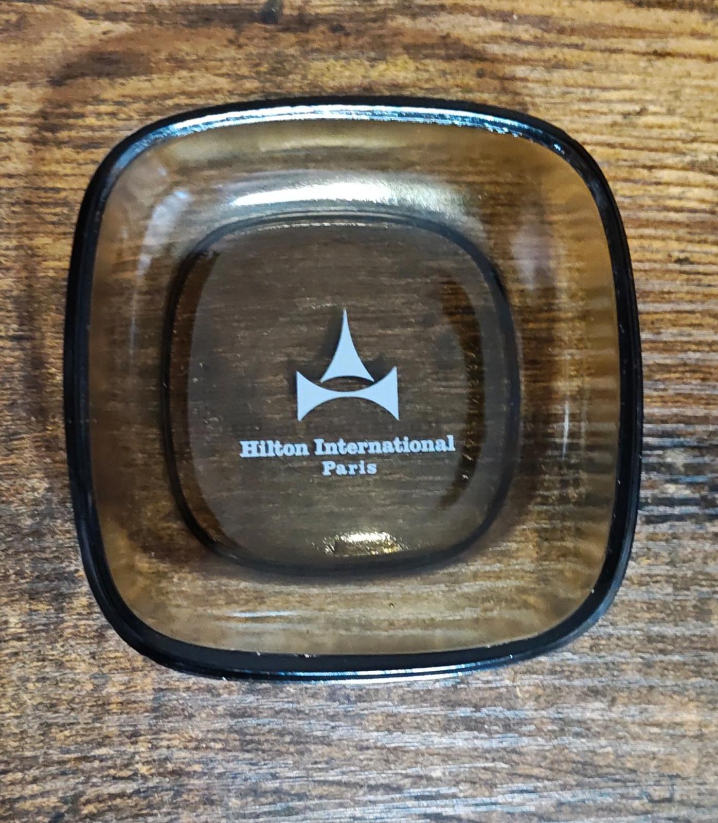 1964 Hilton International Paris Hotel Smoked Glass Ashtray