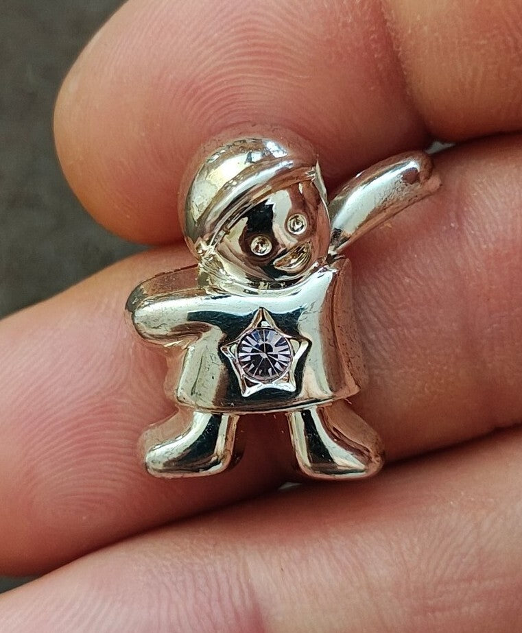 1990s Signed Best Silver Tone Schoolboy Pendant