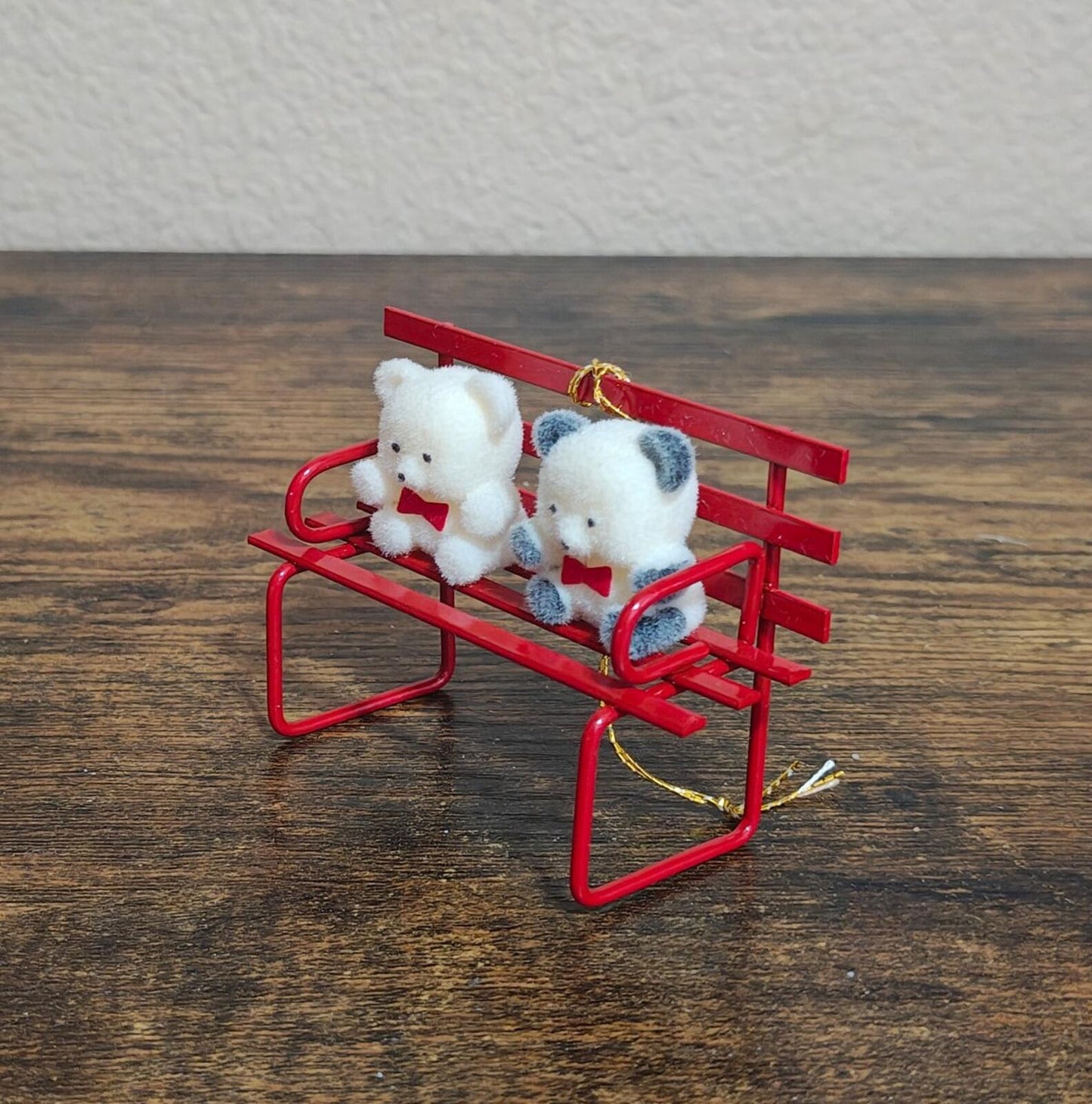 1980s Avon Gift Collection "Teddies on a Bench" Christmas Ornament