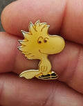 1970s Peanuts Woodstock Wearing Ice Skates Gold Tone Enamel Pin