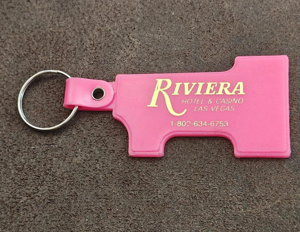 1990s Vintage Riviera Hotel & Casino Las Vegas Pink Plastic Keychain