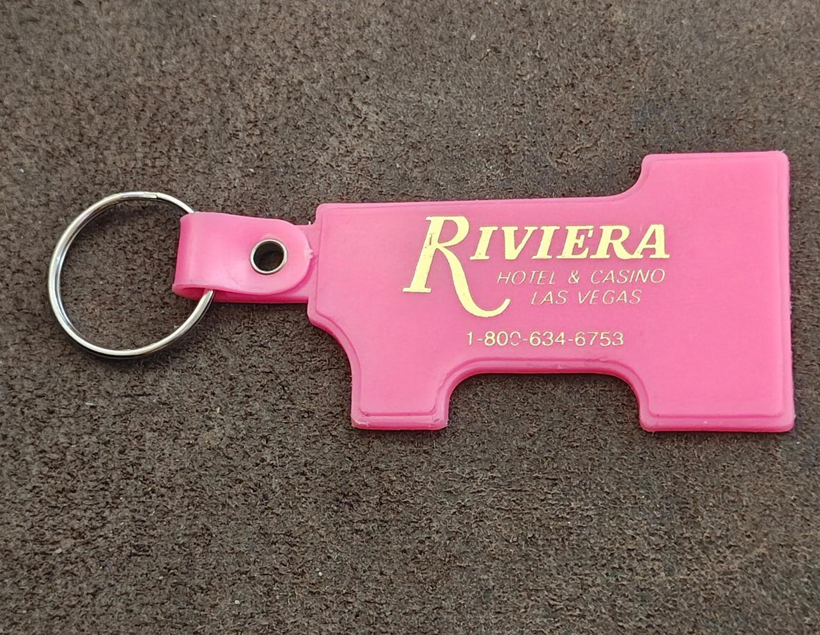 1990s Vintage Riviera Hotel & Casino Las Vegas Pink Plastic Keychain