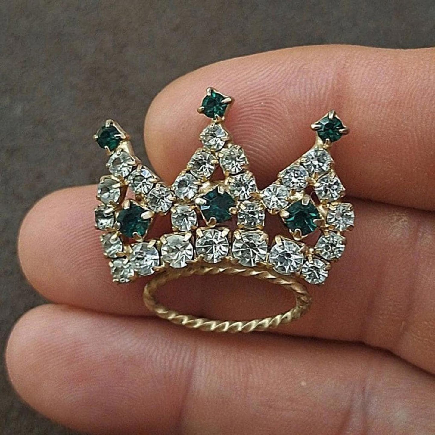1980s Crown/Tiara Rhinestones Brooch