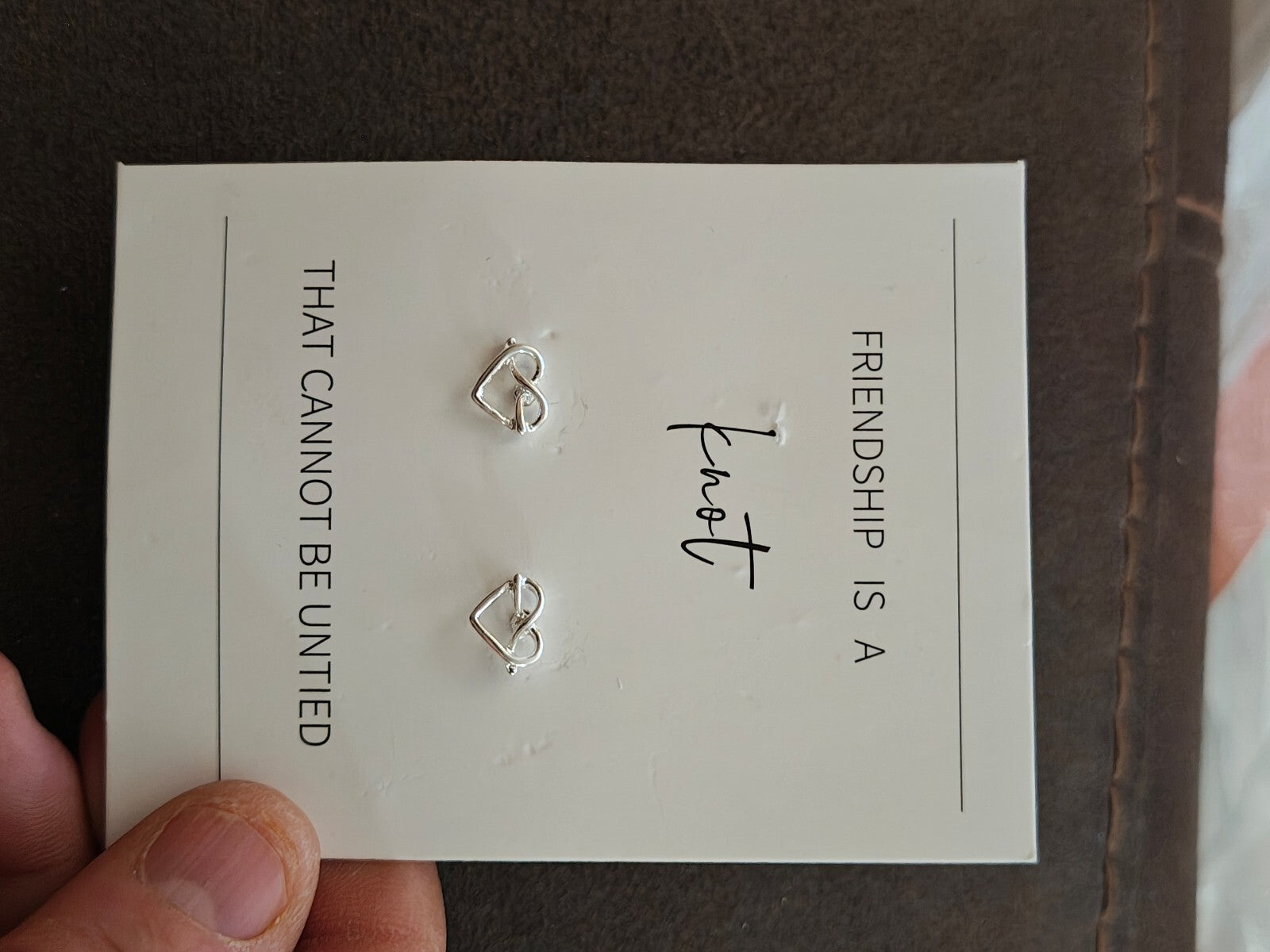 Friendship Knot Heart Stud Earrings New On Card