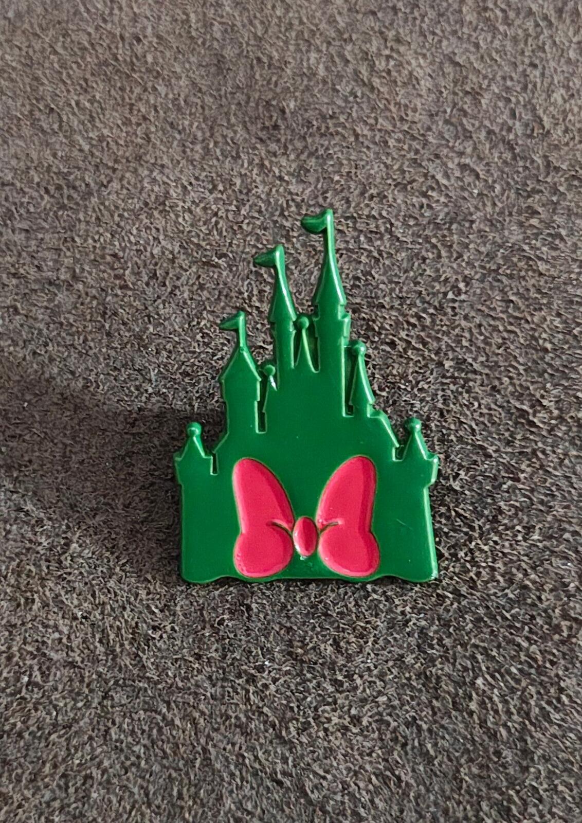 Disney Inspired Silhoette Castle With Minnie Mouse Bow Enamel Pin