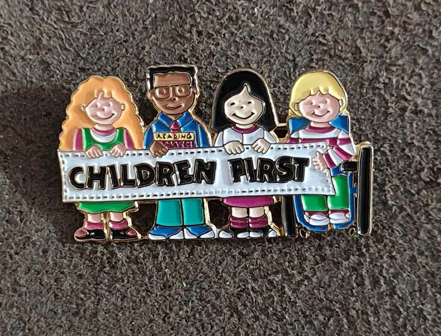 1990's Children First Gold Tone Enamel Pin