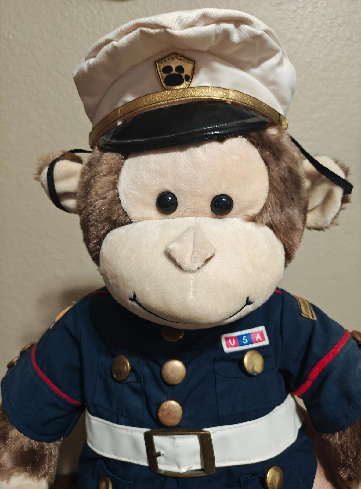 Smiley The Monkey Build-A-Bear In U.S Marine Corps Uniform 19" Plush