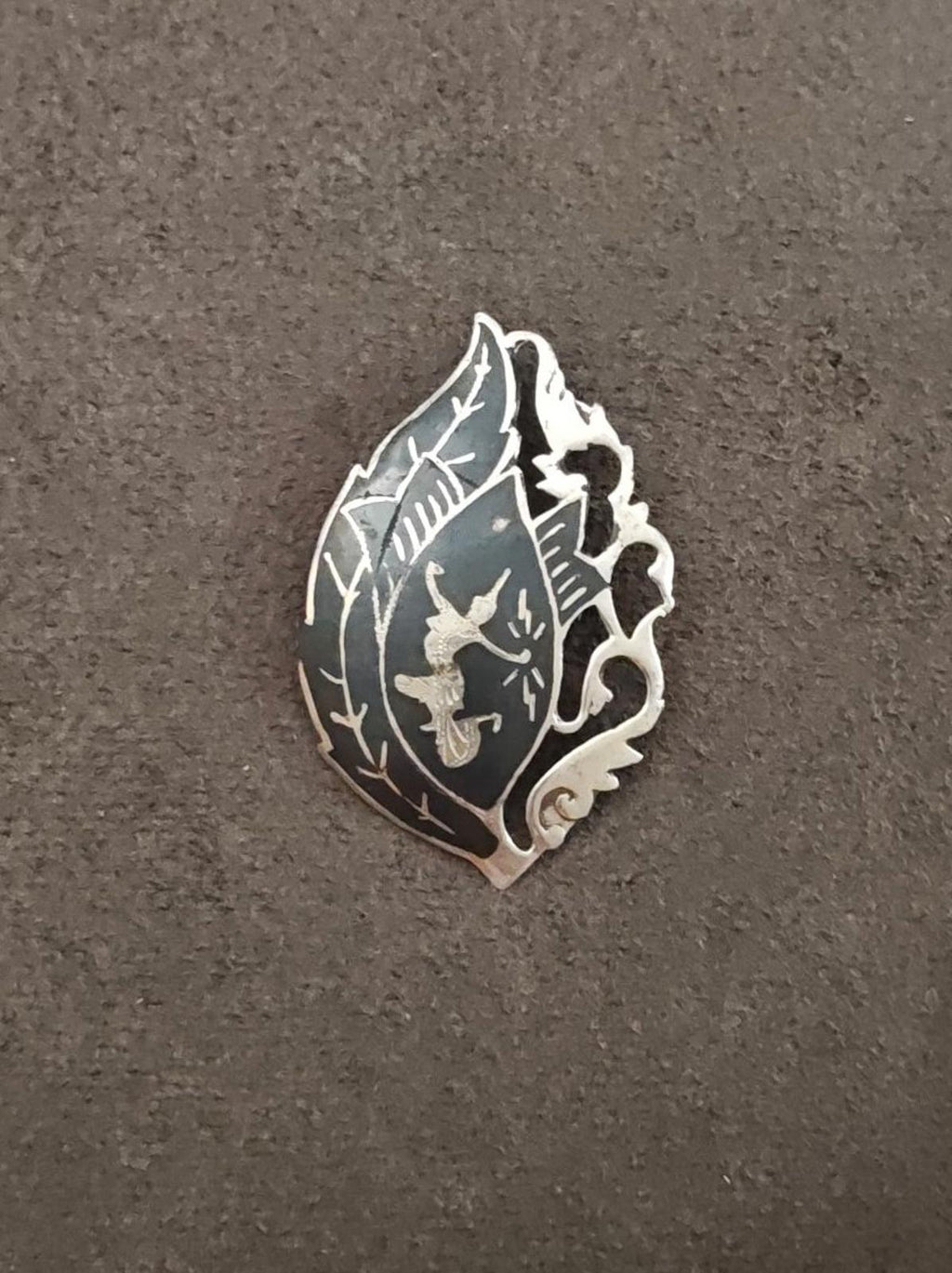 1950s Rare Sterling Silver Siamese Niello Brooch