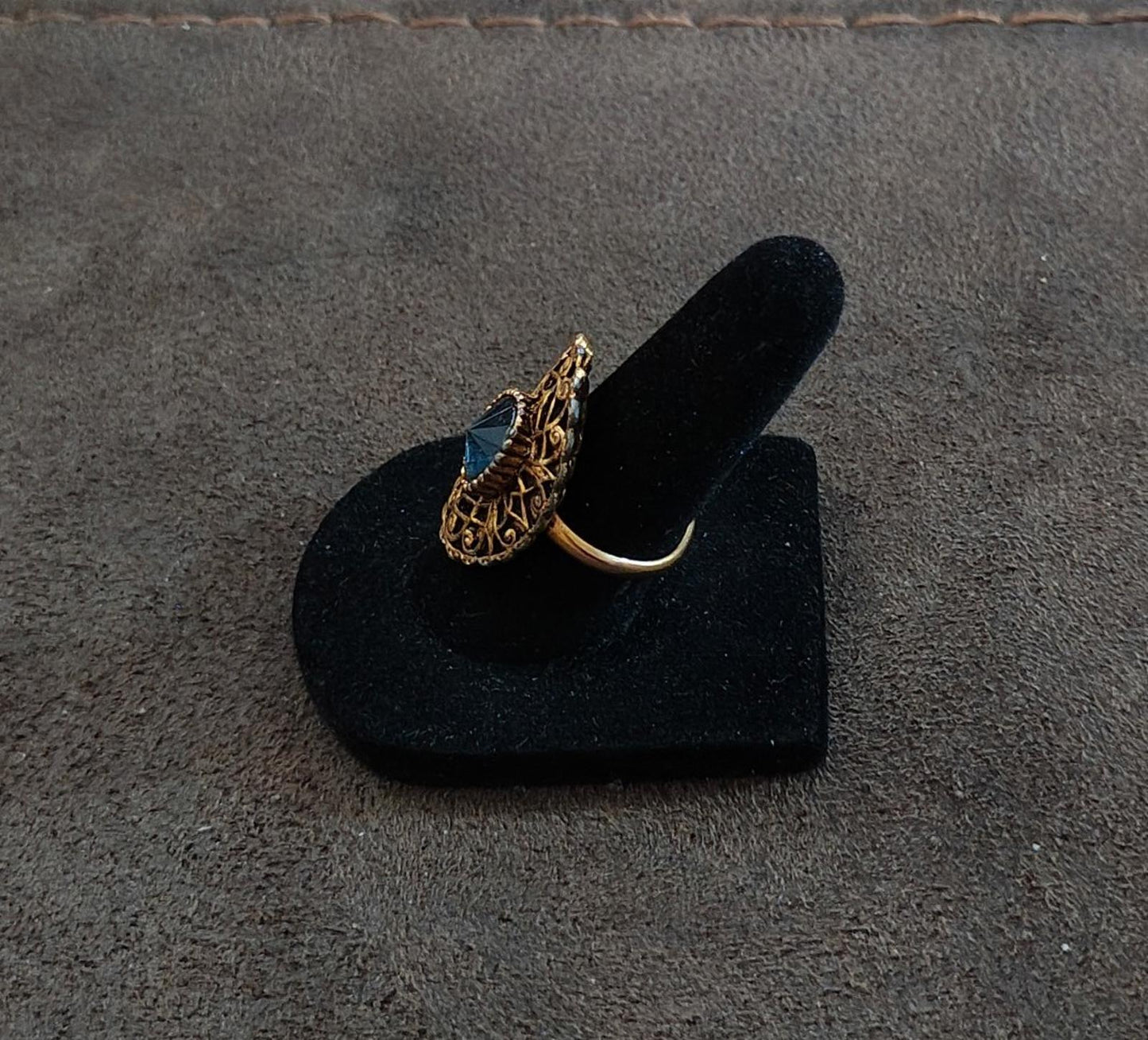 1980’s Blue Filigree Adjustable Statement Ring