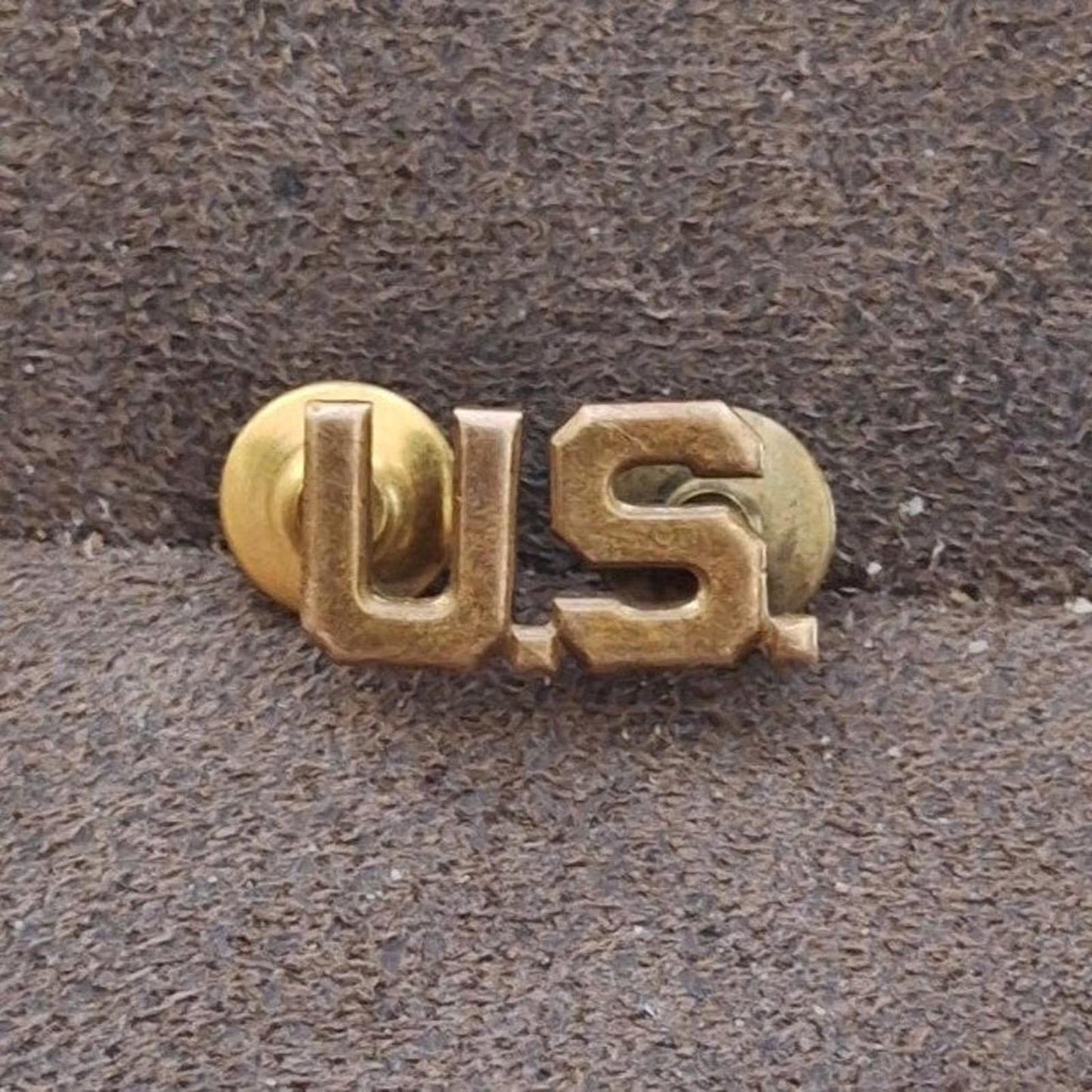 40s US Military Gold Tone Metal U.S. Initials Pin