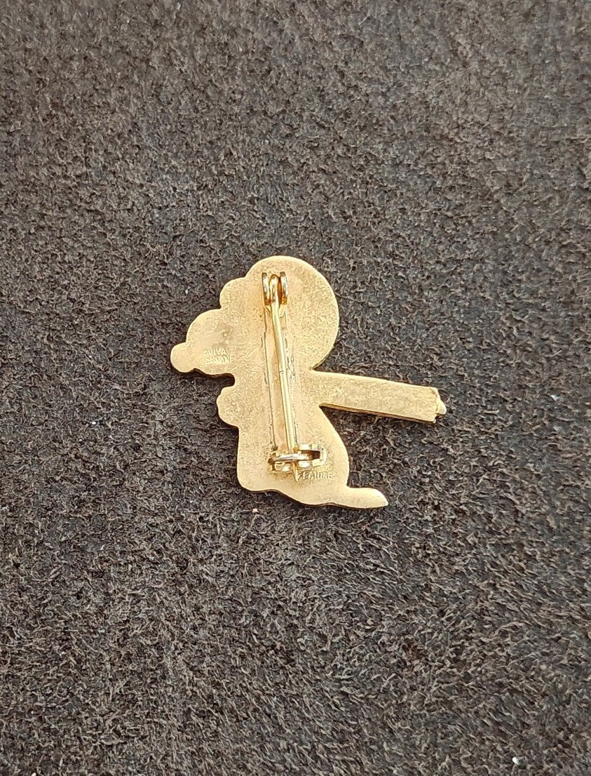 1970s Peanuts Snoopy "WWI Flying Ace" Gold Tone Enamel Pin.
