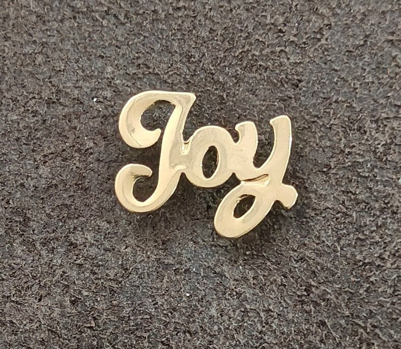 1980s Gold Tone Cursive "Joy" Script Pin