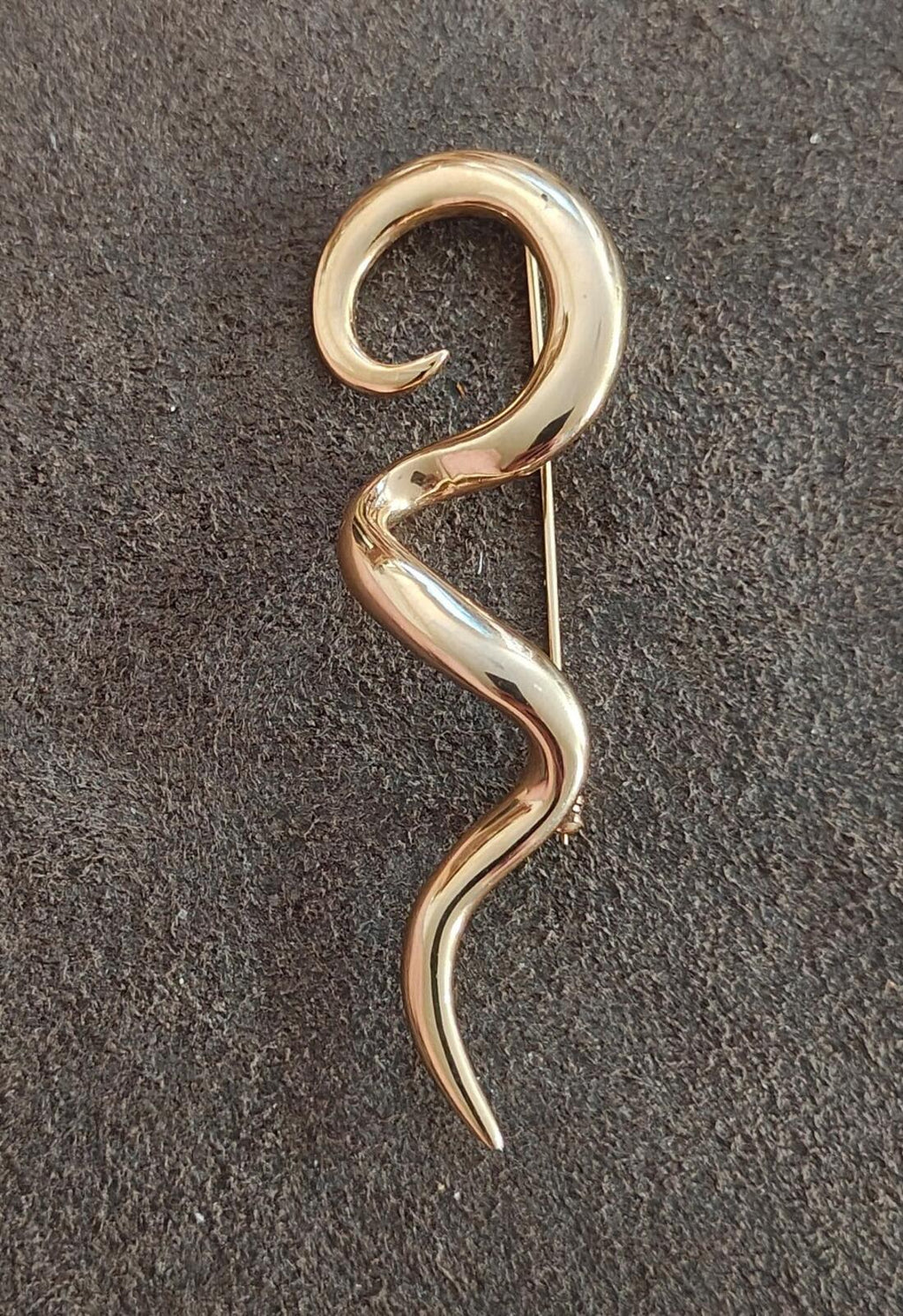 1980s Abstract Corkscrew Swirl Brooch