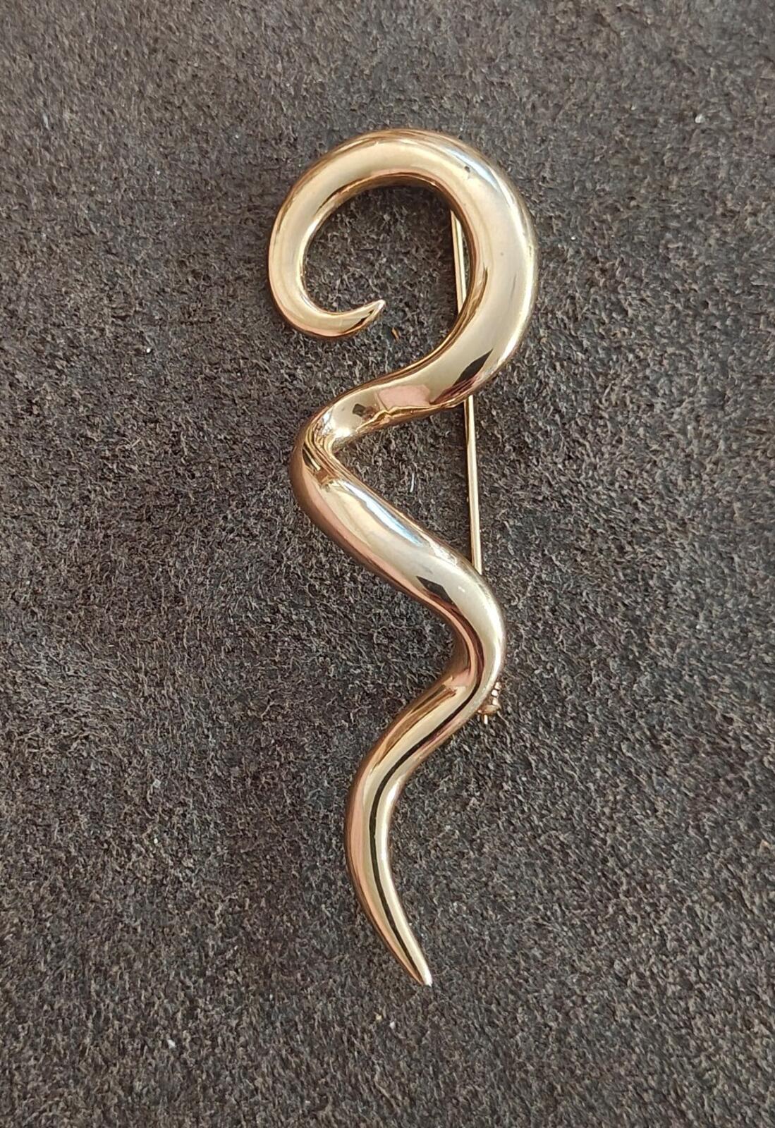 1980s Abstract Corkscrew Swirl Brooch