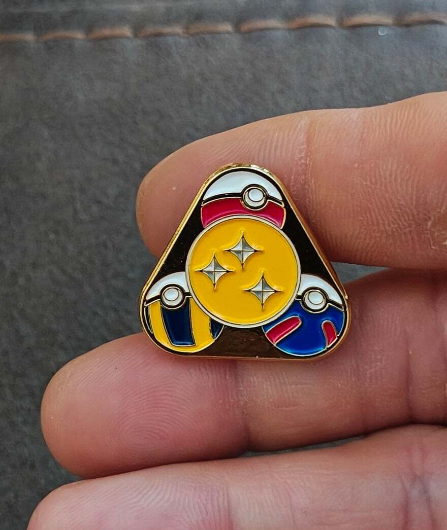 Dragon Ball & Pokemon Crossover Design Gold Tone Enamel Pin