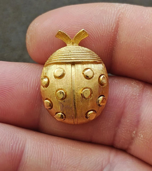 1950s/60s Crown Trifari Gold Tone Textured Lady Bug Brooch