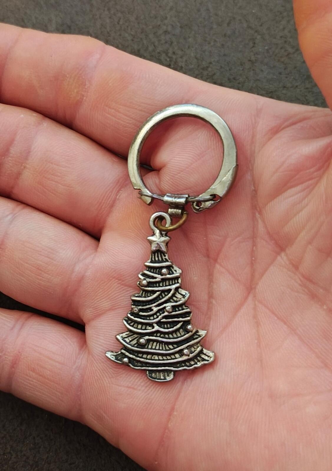 1980s Pewter Christmas Tree Keychain