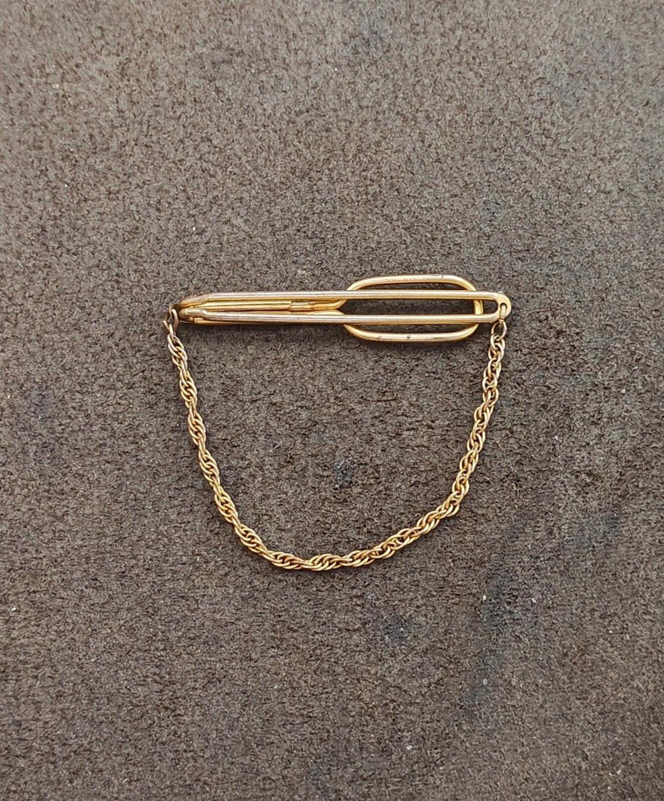 1930s Signed Swank Art Deco Style Gold Tone Tie Bar/Tie Clip
