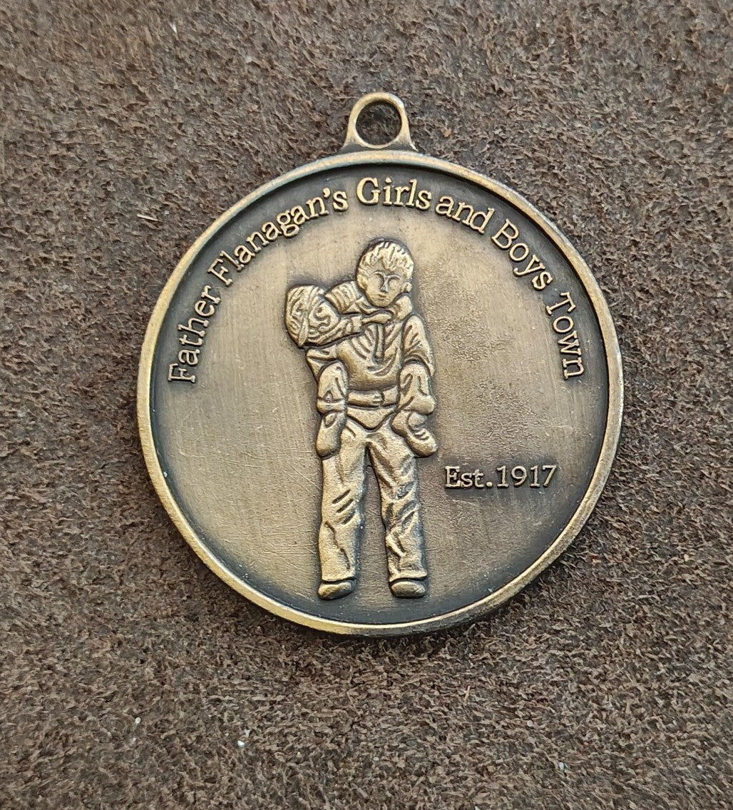 1990s Father Flanagan's Boys & Girls Town Silver Tone Medallion/Pendant