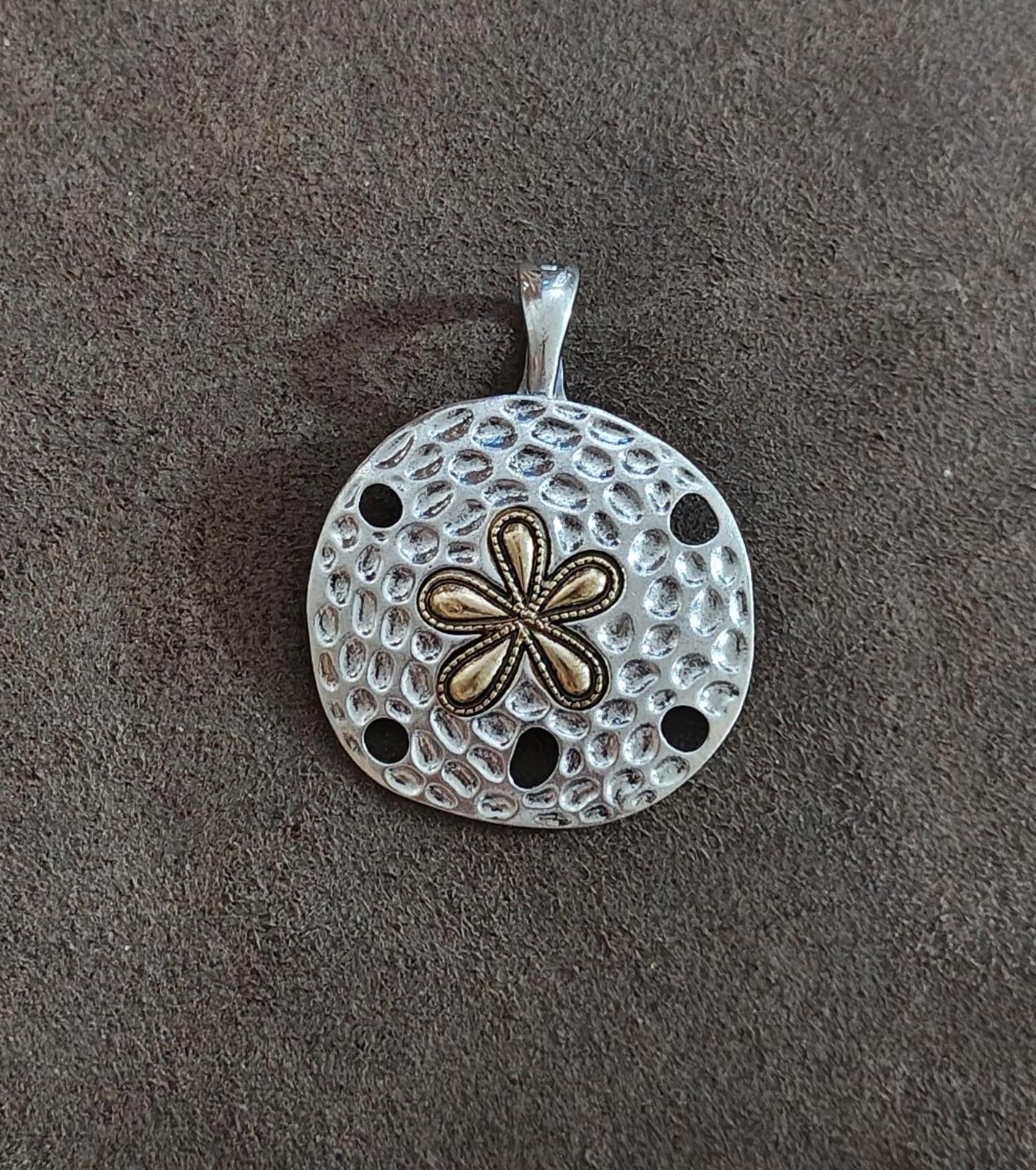 1970's Marked RMN Roman Sand Dollar Two Tone Large Pendant
