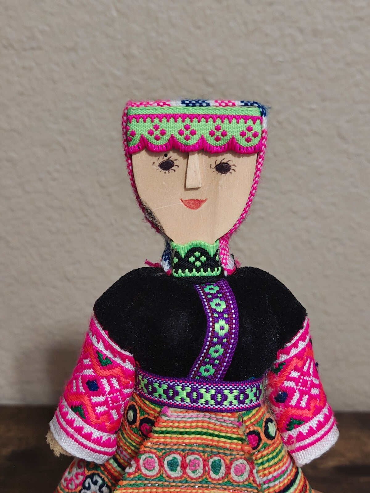 1970s Handmade Hmong Doll Folk Art In Traditional Dress