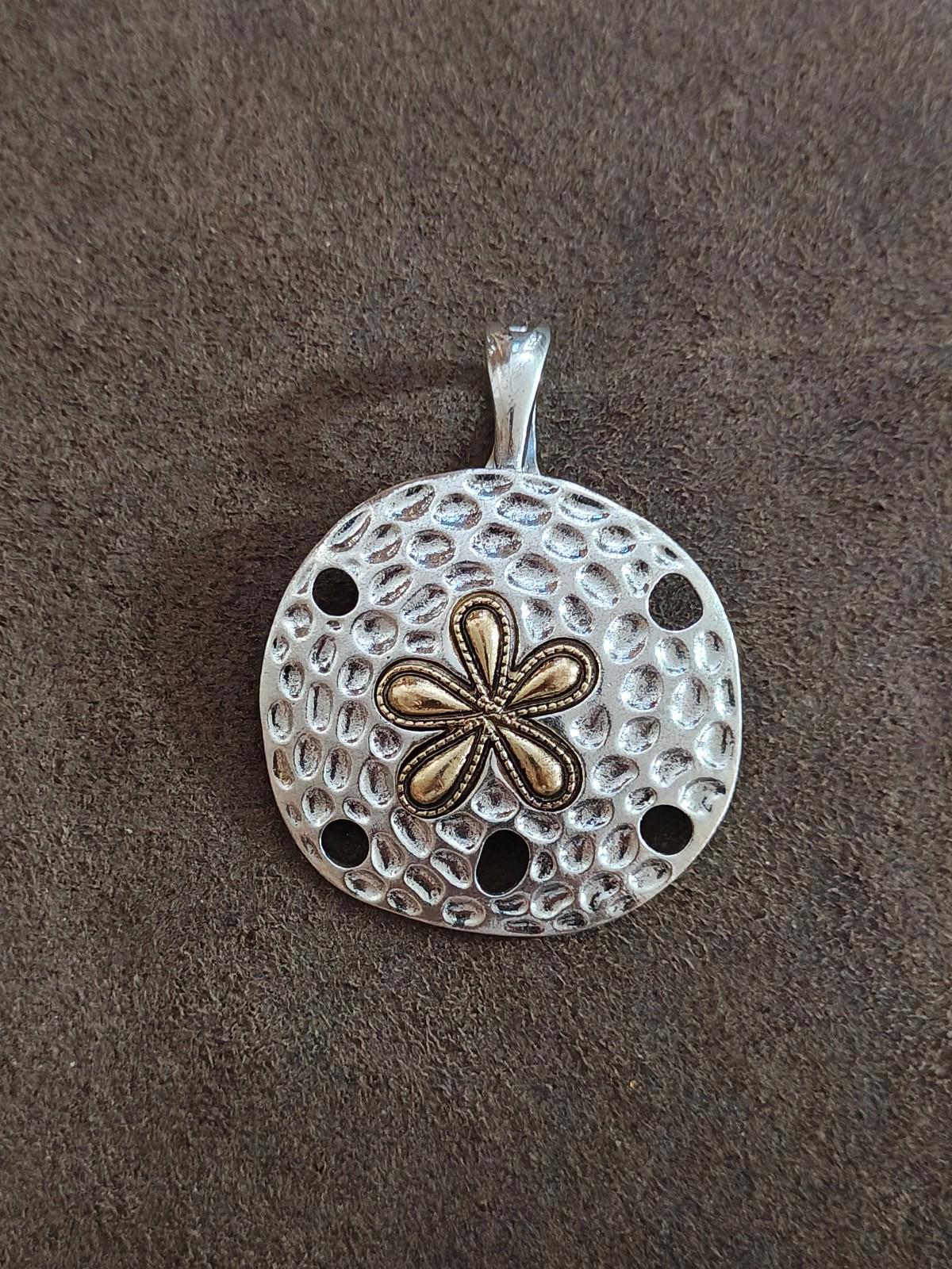 1970's Marked RMN Roman Sand Dollar Two Tone Large Pendant