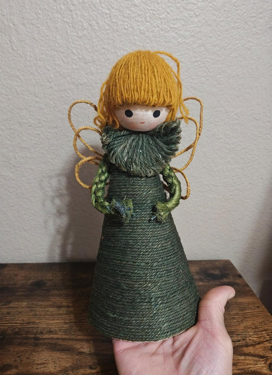 1960s/70s Handcrafted Burlap & Jute Angel Figurine/Tree Topper