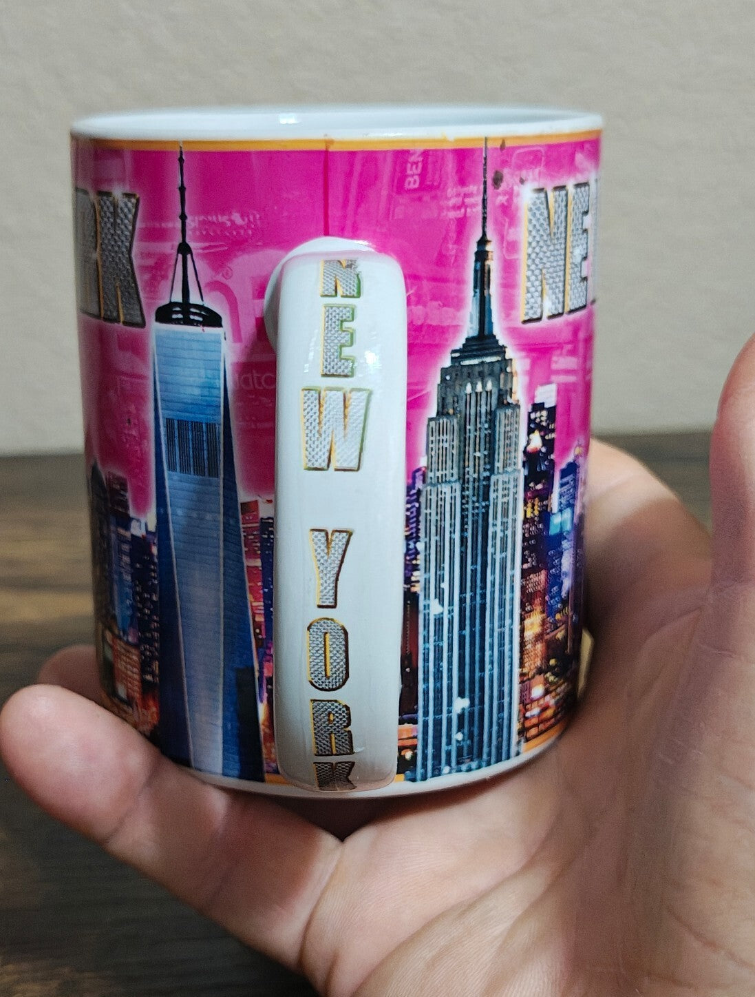New York Themed Pink Ceramic Mug
