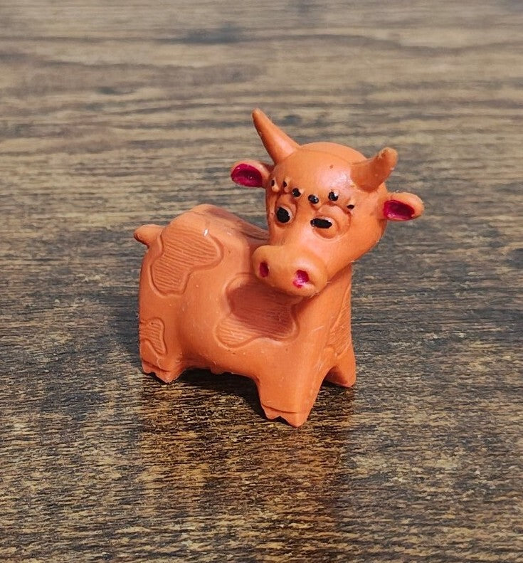 1960s Diener Industries Rubber Orange Cow Eraser Figurine