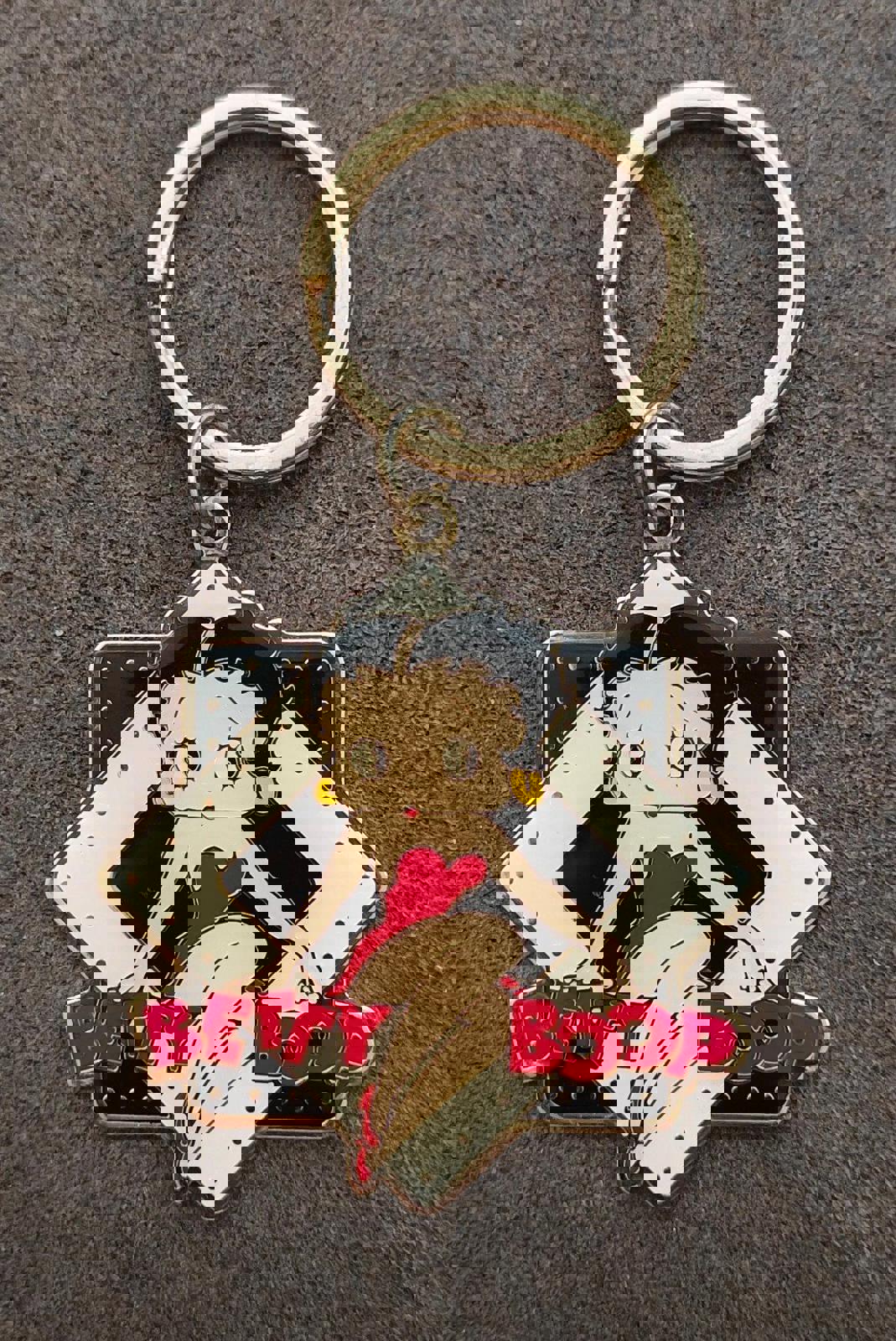 1990s Vintage Betty Boop Gold Tone Enamel Keychain