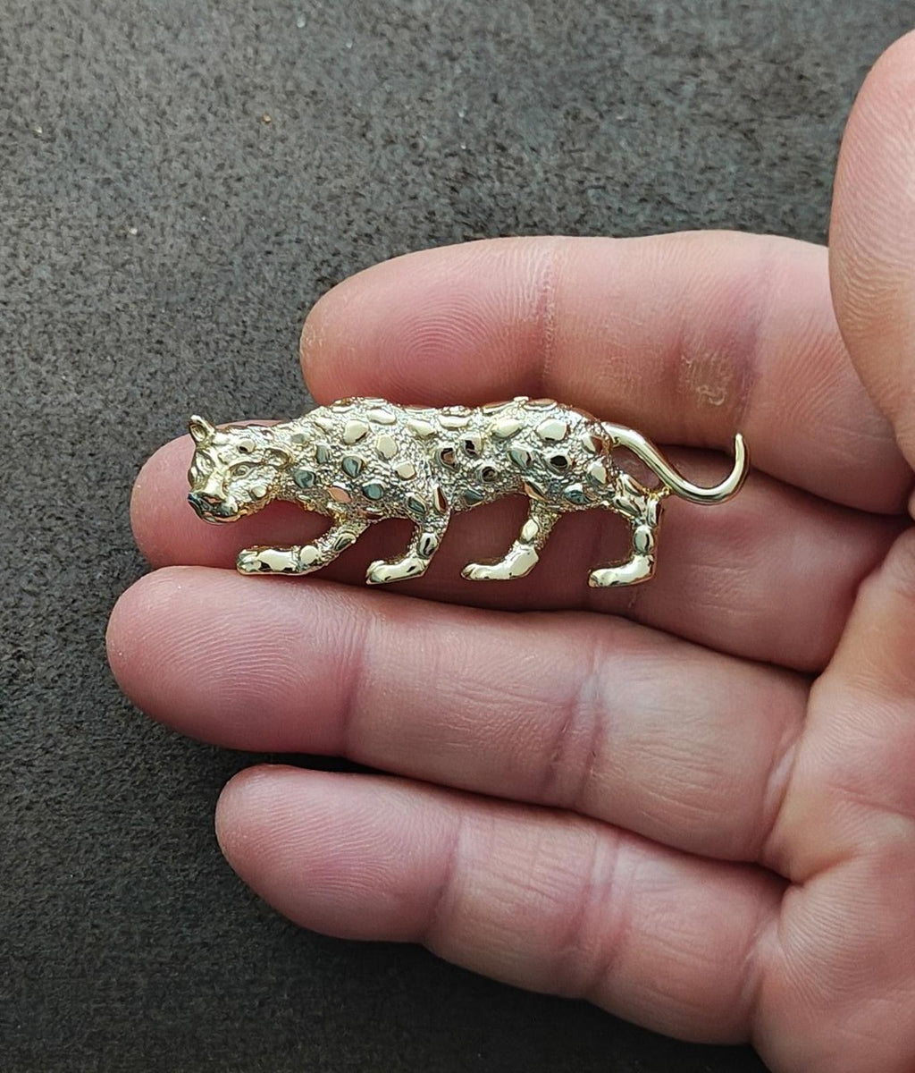 1980s Vintage Gerry's Silver Tone Textured Leopard Brooch Pin