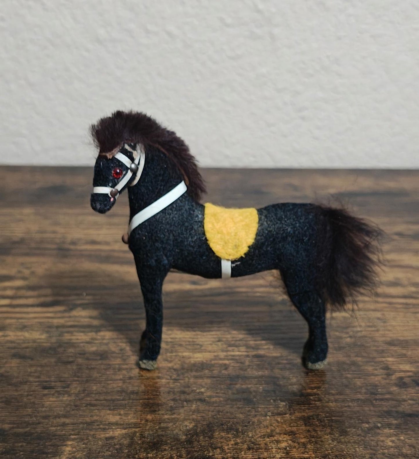 1950/60s Vintage Wagner Kunstlerschutz Flocked Handcrafted Toy Horse Figurine