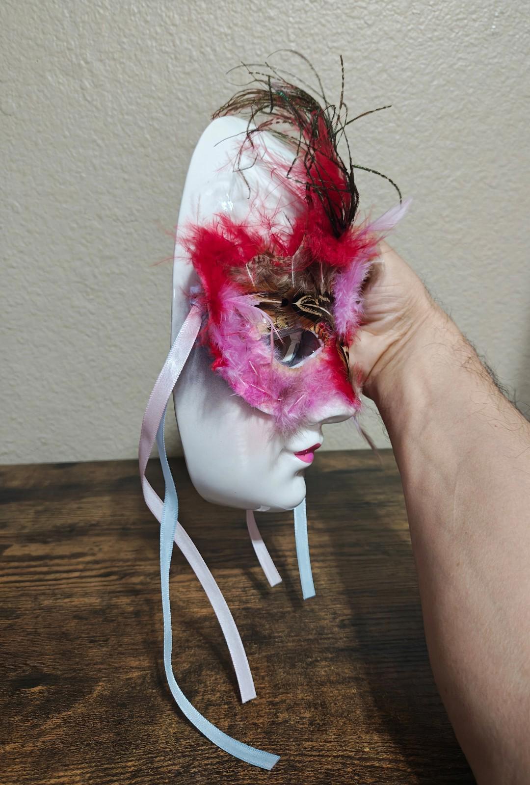 1980's Lis Hand painted Porcelain Masquerade Mardi Gras Mask