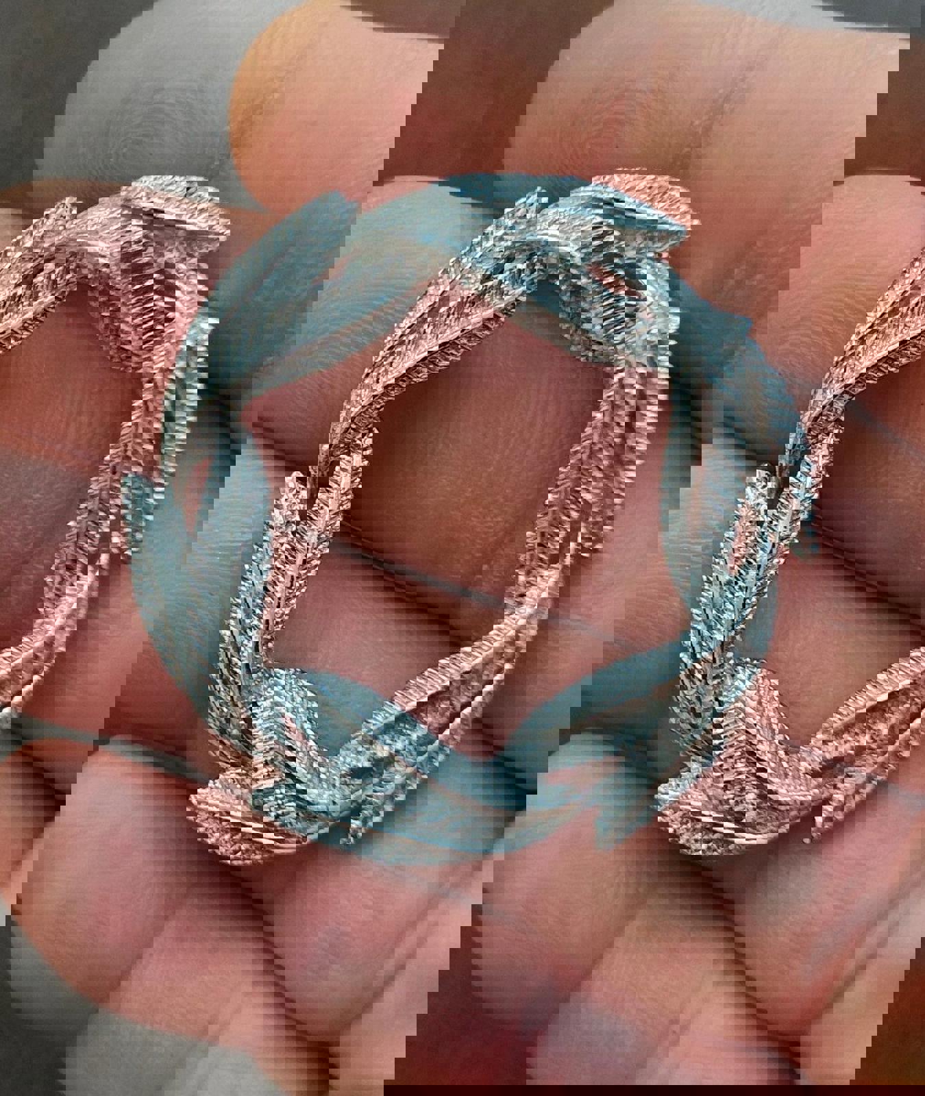 1960's Signed Gerry's Silver Tone Textured Circle Leaf Pin Brooch