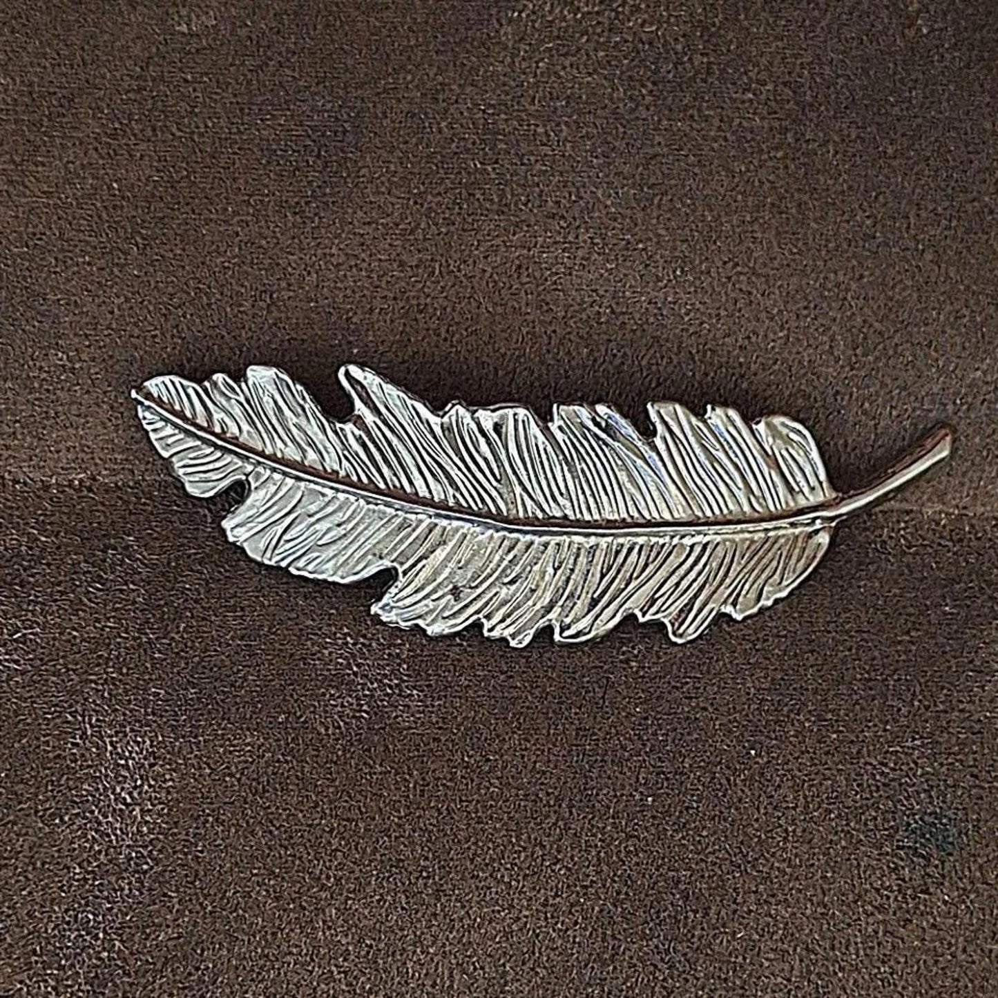 1980s Silver Tone Feather Leaf Hair Barrette Hair Clip