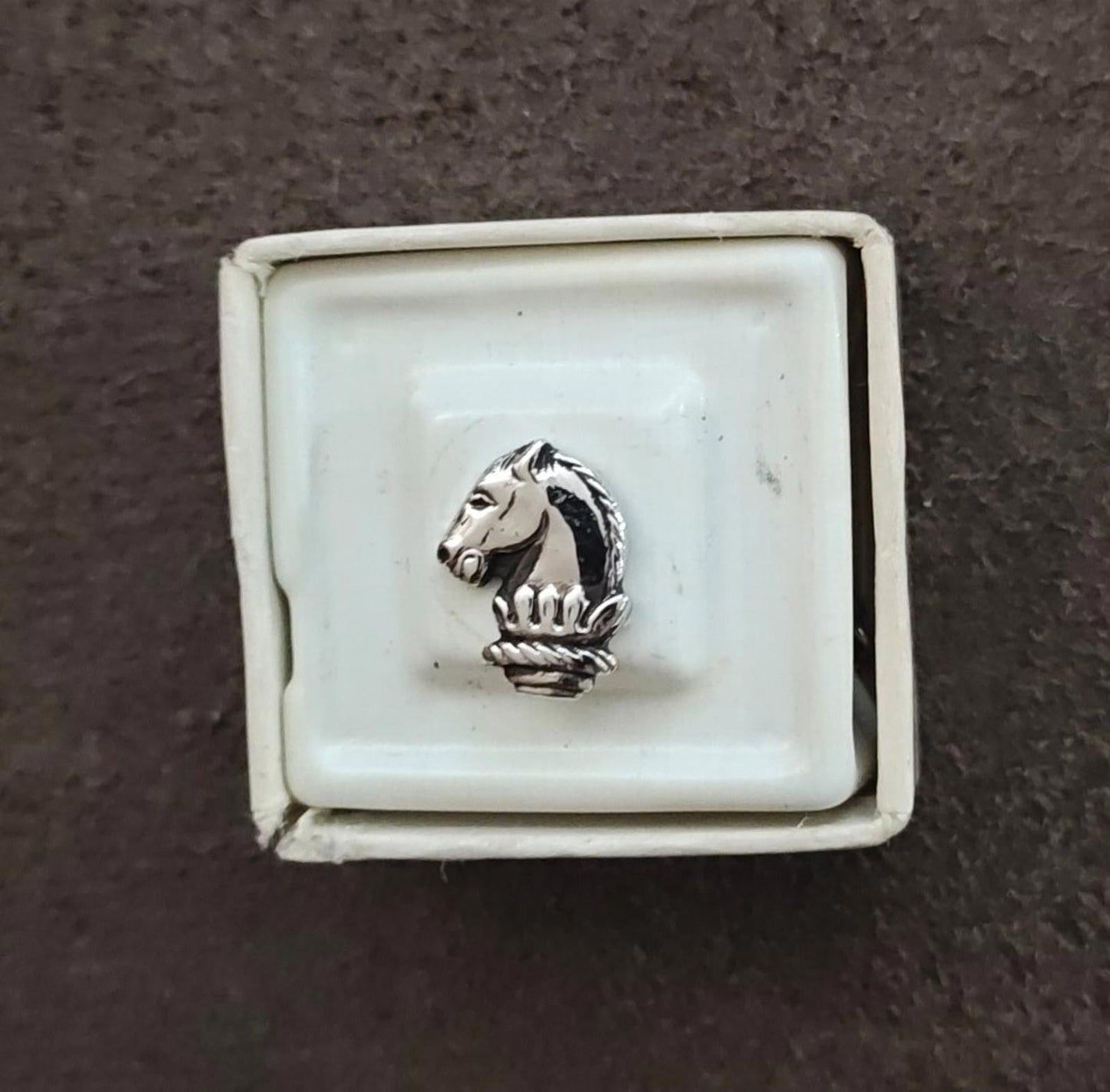 1960s Vintage Silver Tone Textured Horse Head Tie Tack Pin