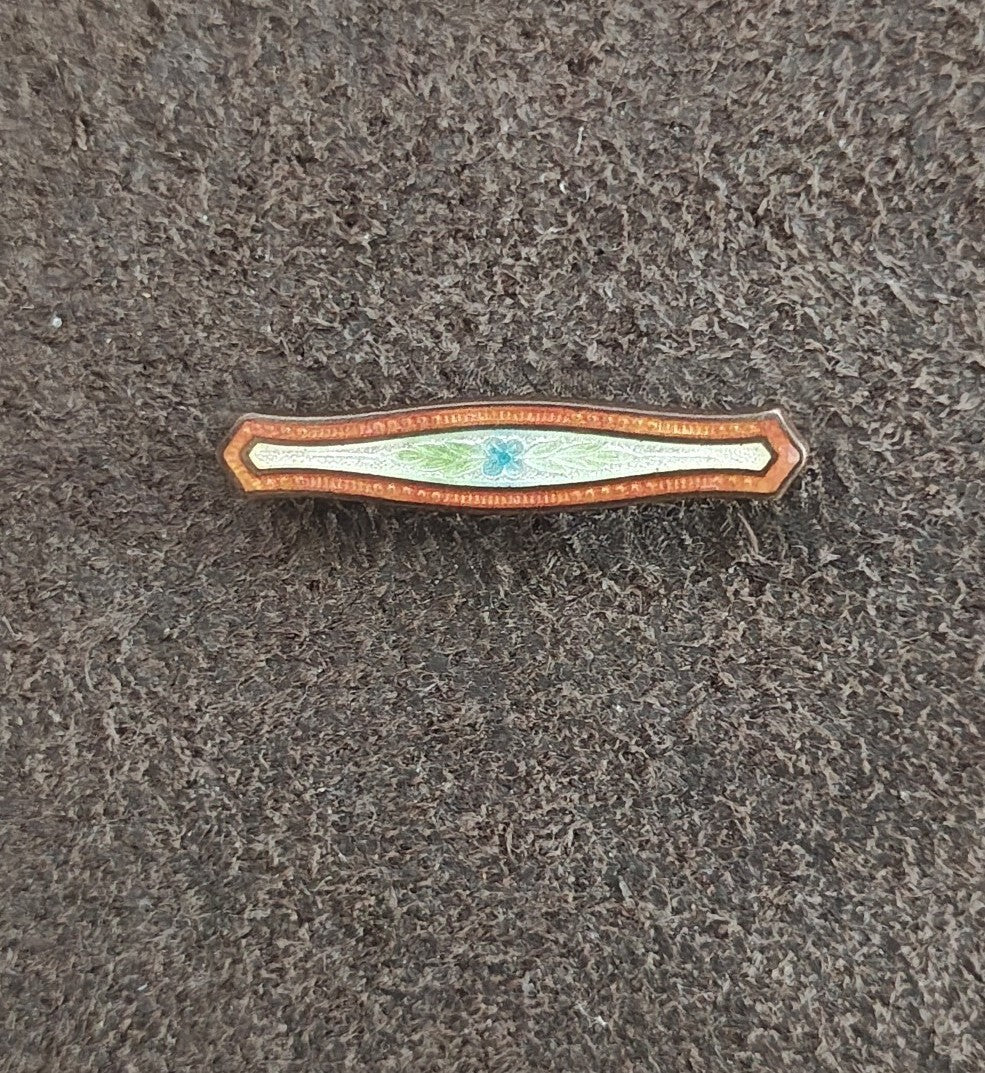 Early 1900s Edwardian Victorian Guilloché Enamel Lingerie Bar Pin/Brooch