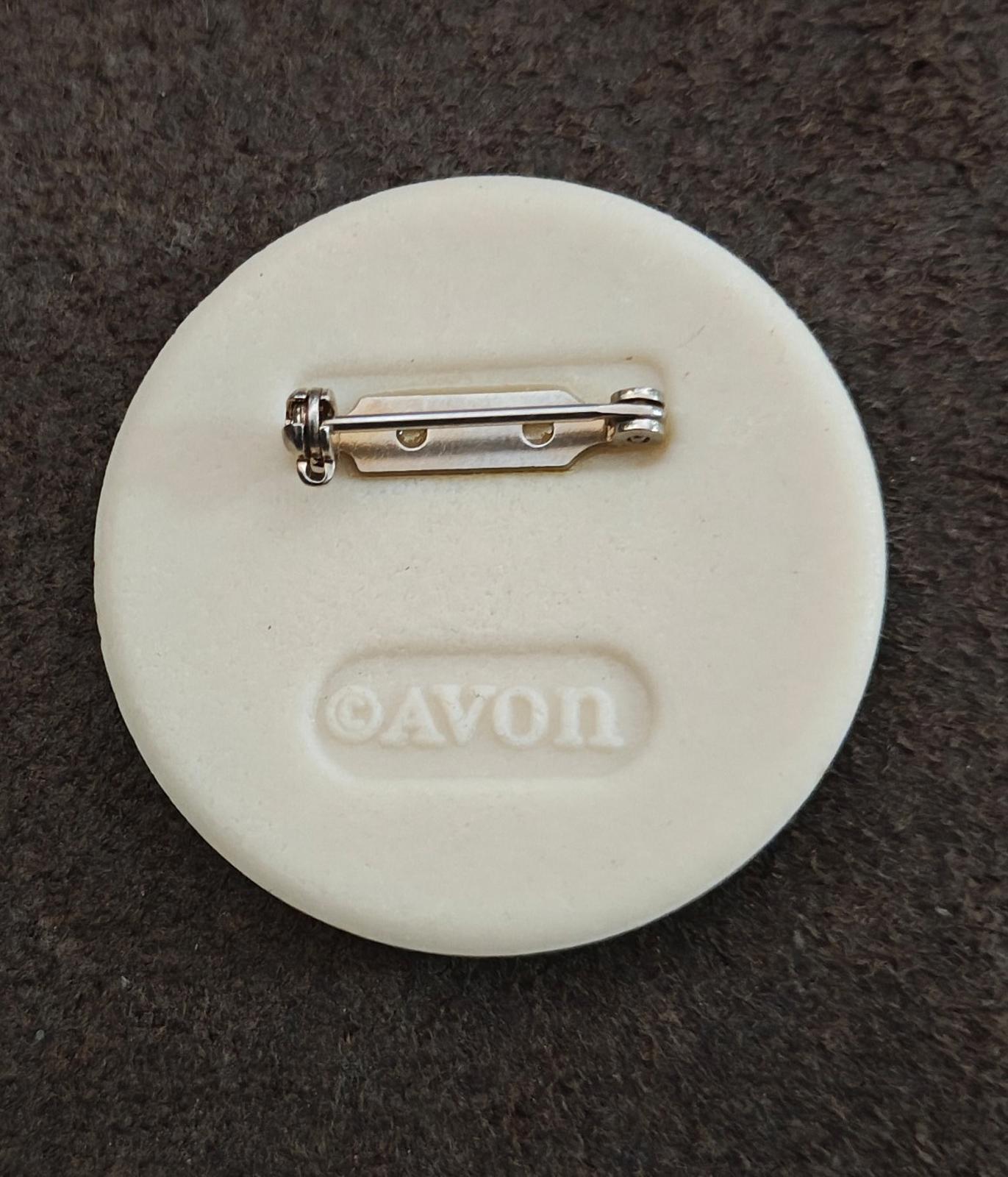 1980s Avon "Spring Bouquet" Porcelain Disc Brooch Pin