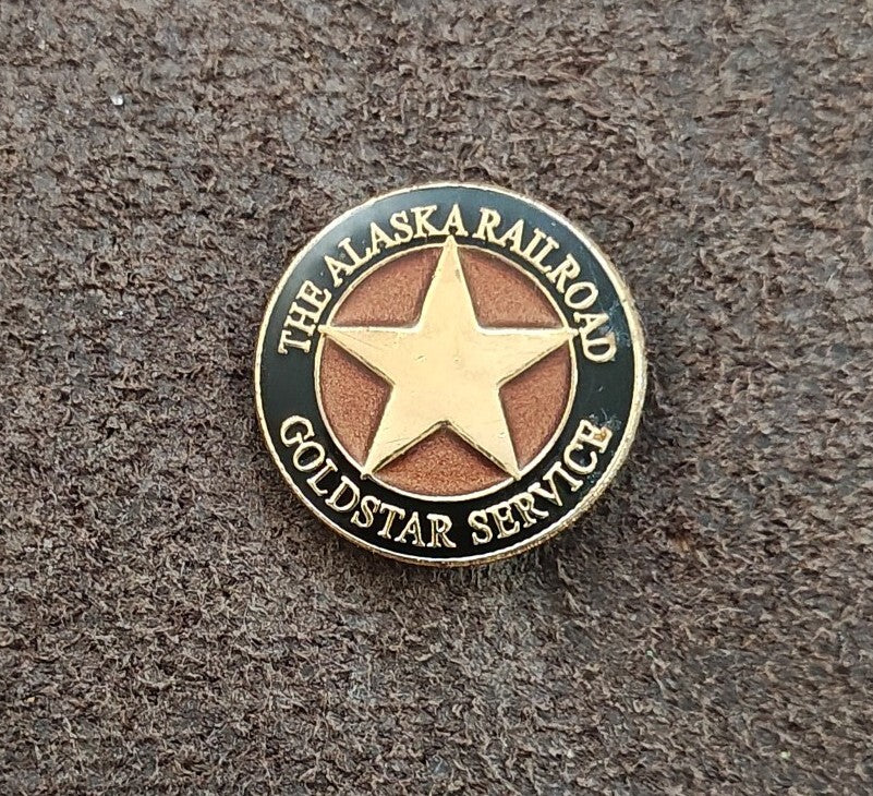 Alaska Railroad Goldstar Service Gold Tone Enamel Pin