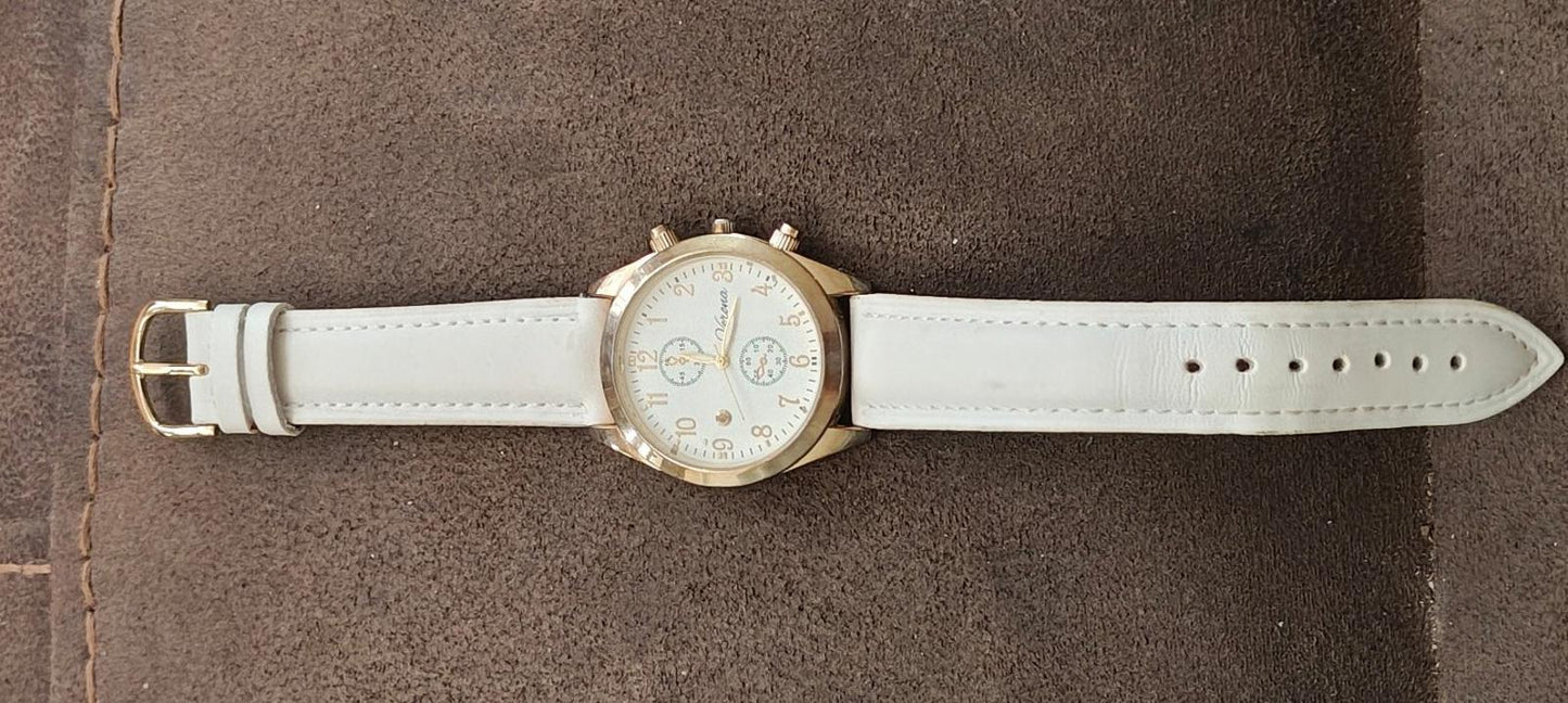 Verona Quartz With White Band Gold Tone White Dial Ladies Watch