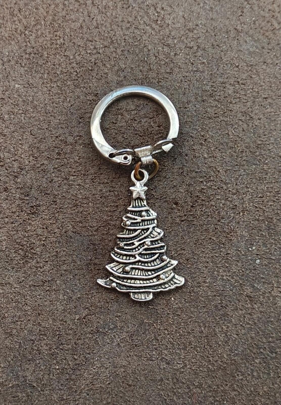 1980s Pewter Christmas Tree Keychain