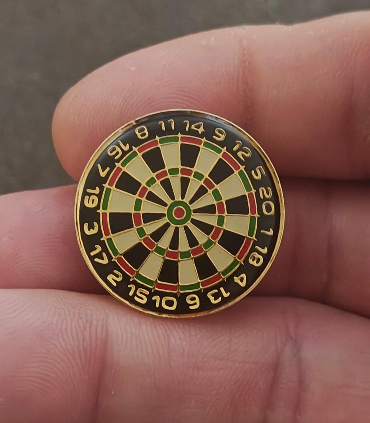 1980s Dartboard Gold Tone Enamel Pin