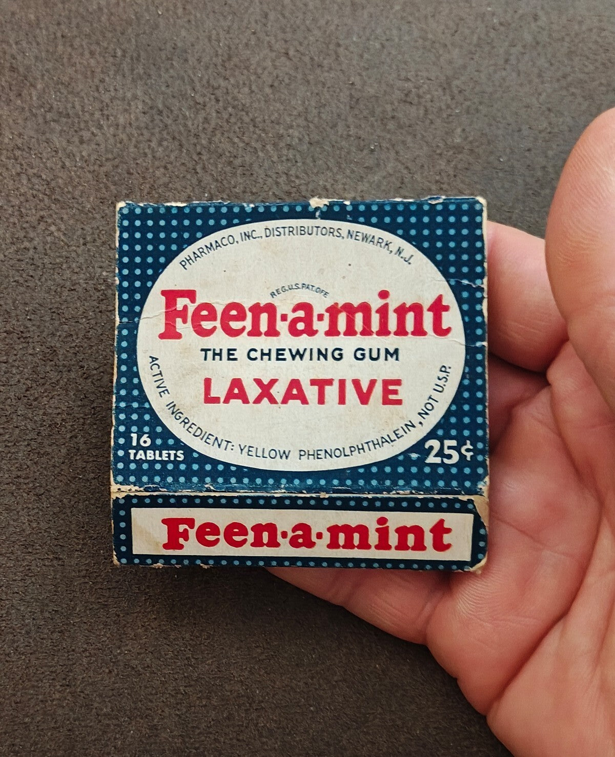 1920s/30s Rare Feen-A-Mint Laxative Chewing Gum (Box Only)
