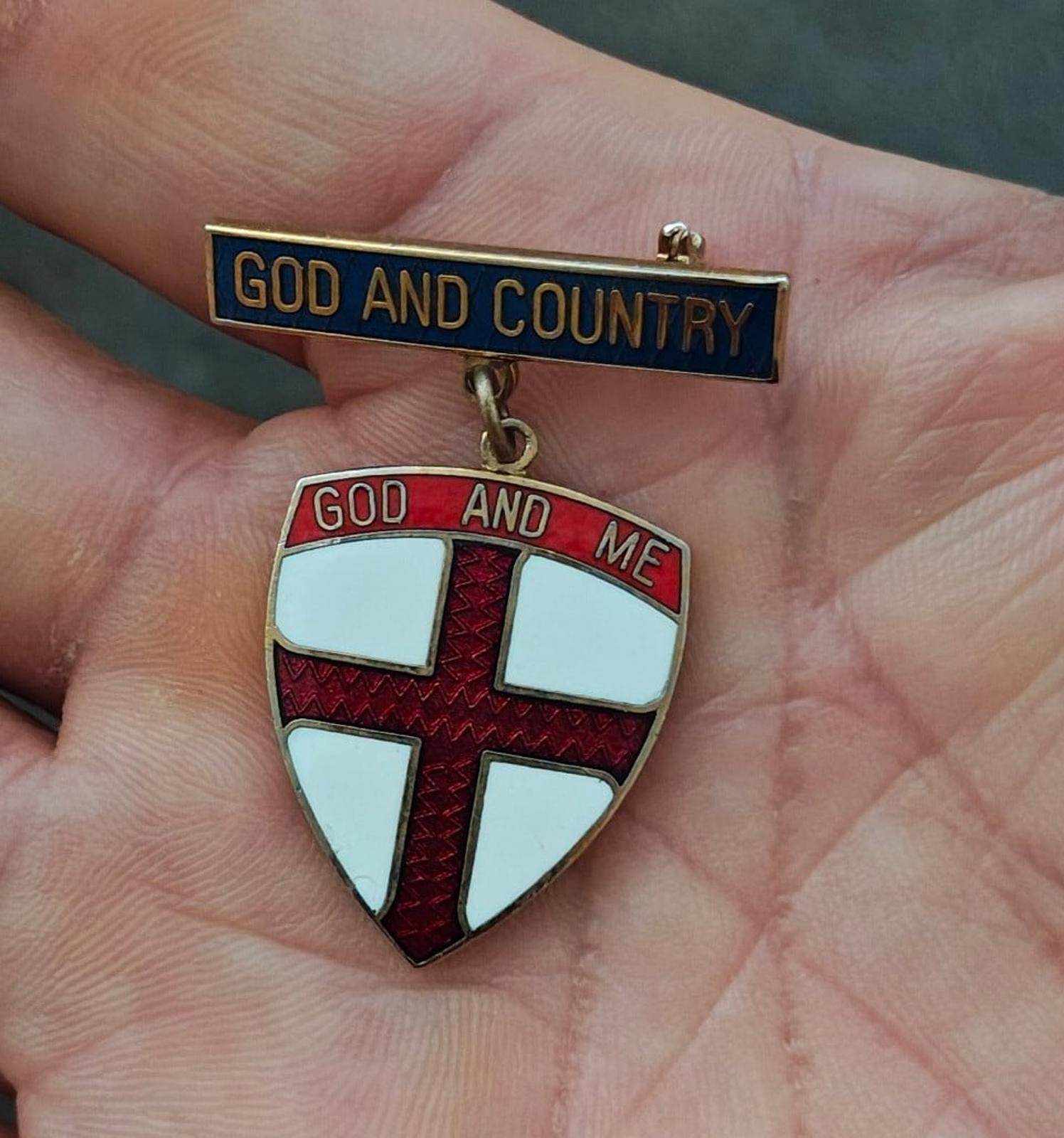 1980's God And Country God And Me Boy Scouts of America BSA Gold Tone Pin